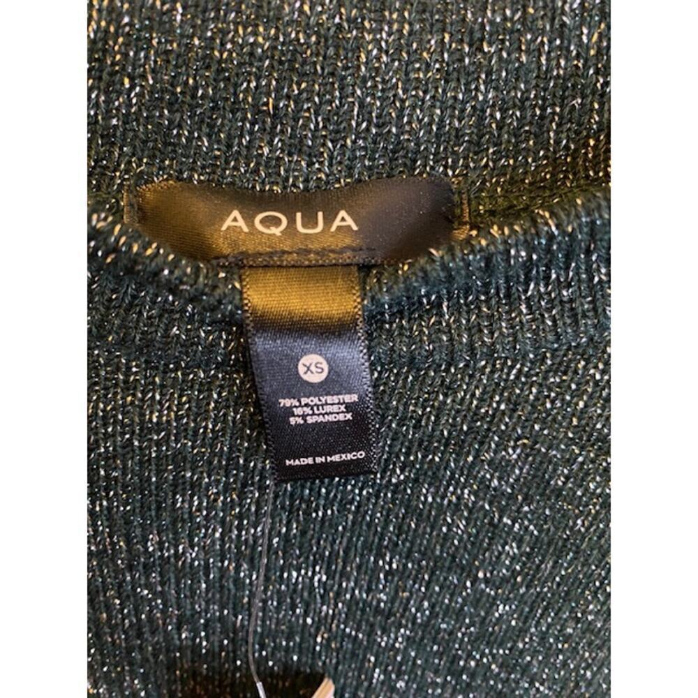 Aqua Rushed Long Sleeve Metallic Sweater Women's XS Green/Siliver Pullover - Picture 5 of 6